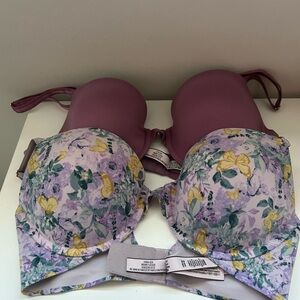 Victoria's Secret Floral and Purple Bra Bundle